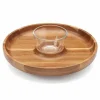 Hot Food Network Acacia Wood Lazy Susan Chip & Dip Tray Set Dinnerware & Serveware