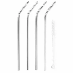 Sale Food Network 5-Pc. Stainless Steel Reusable Straw & Cleaning Brush Set Cooking Utensils & Tools