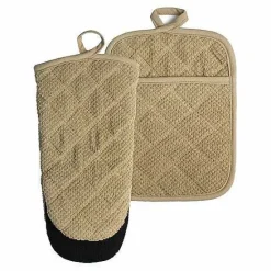 Discount Food Network Terry Neoprene Oven Mitt & Pot Holder Set Kitchen Linens